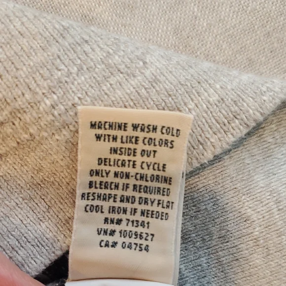 L.L. Bean Navy and Cream Striped Crew Neck Sweater - Picture 4 of 7